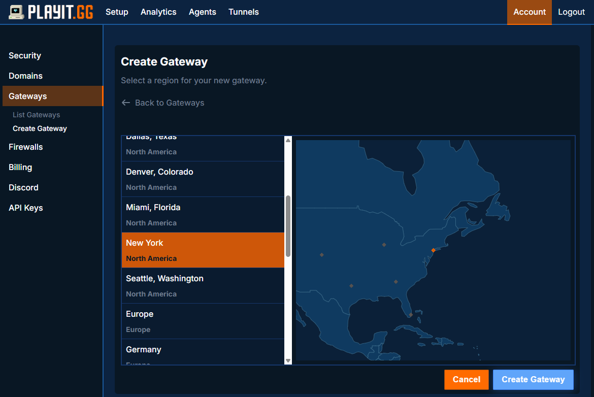Create New Gateway